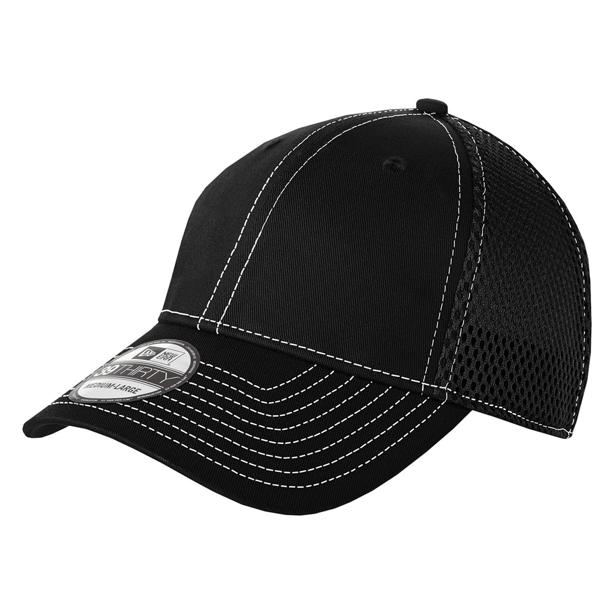 Black/White New Era® Stretch Mesh Contrast Stitch Cap