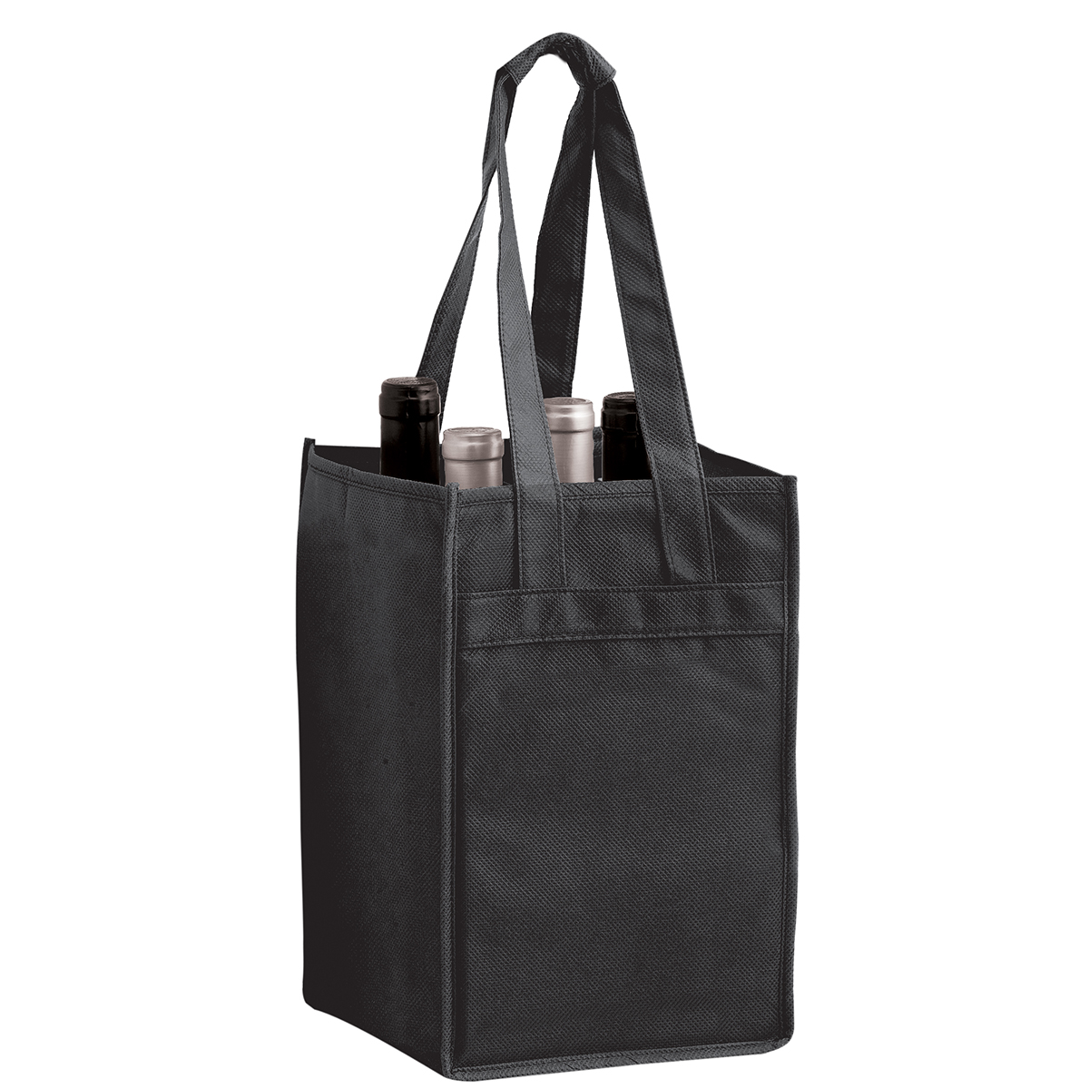 Black 4 Bottle Non Woven Wine Tote