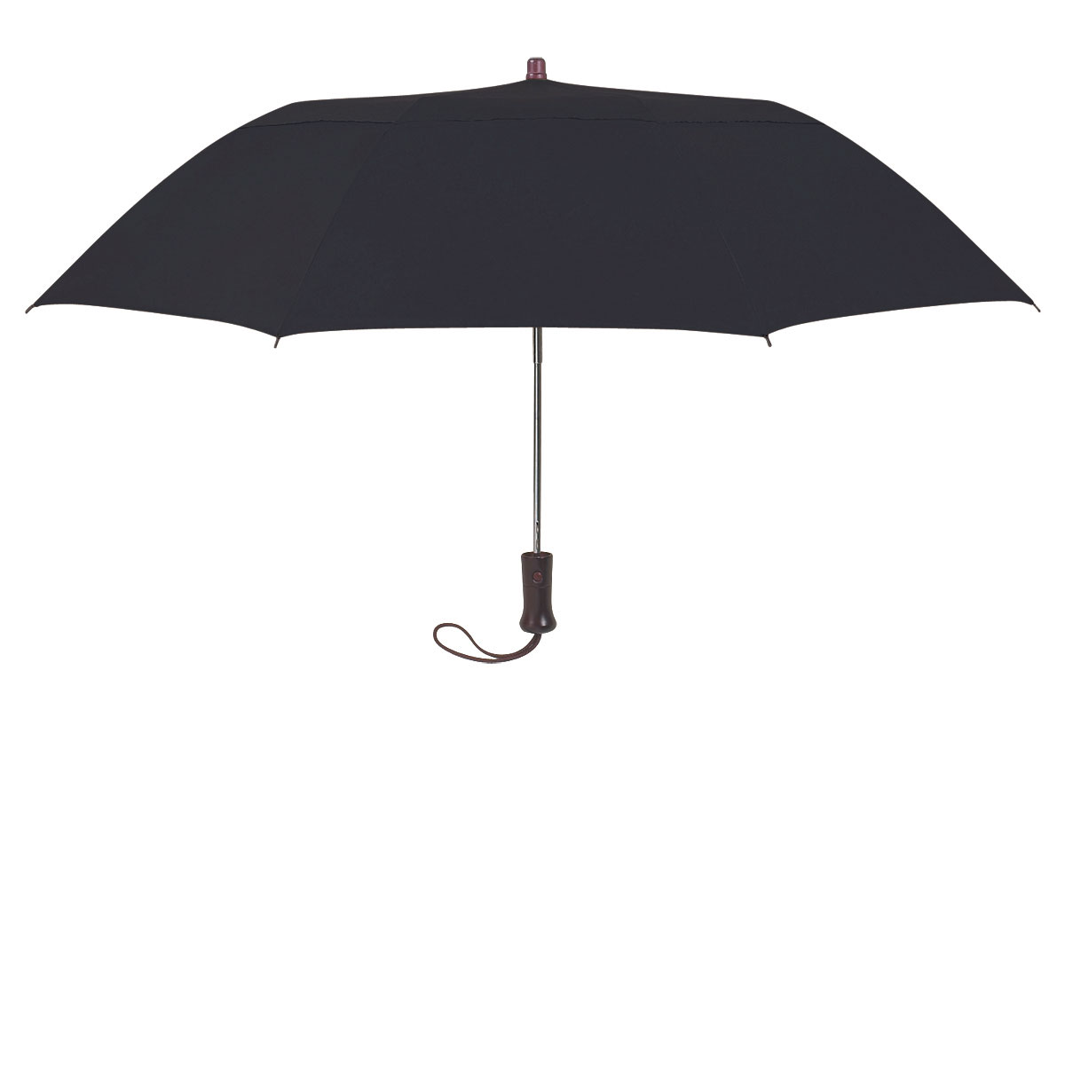 Black Arc Telescopic Folding Wood Handle Umbrella (44" Dia.)