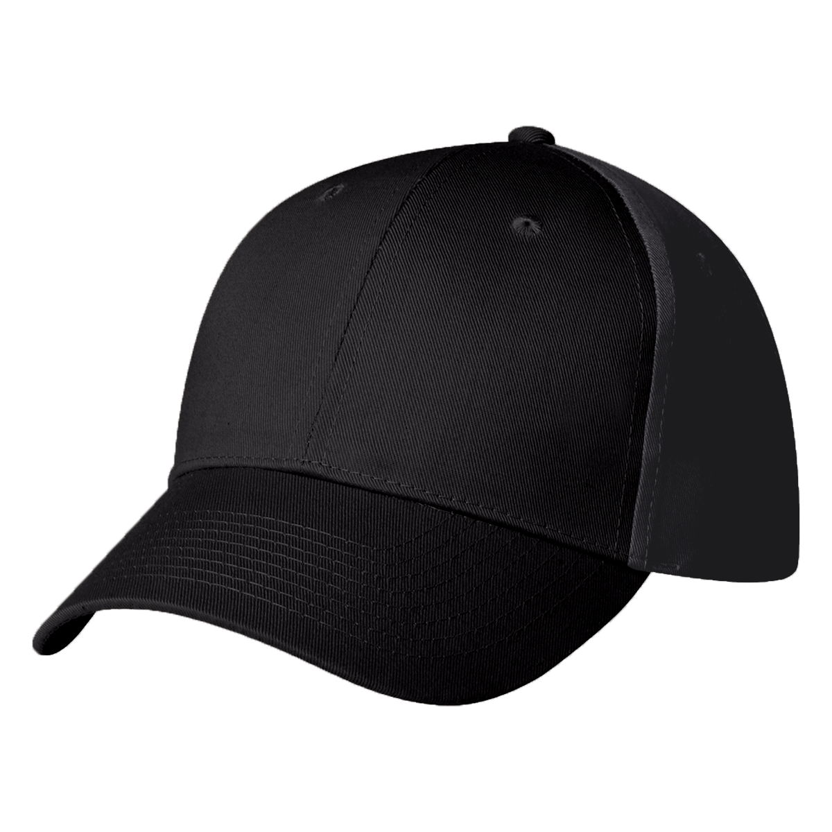 Black 6 Panel Polyester Cap