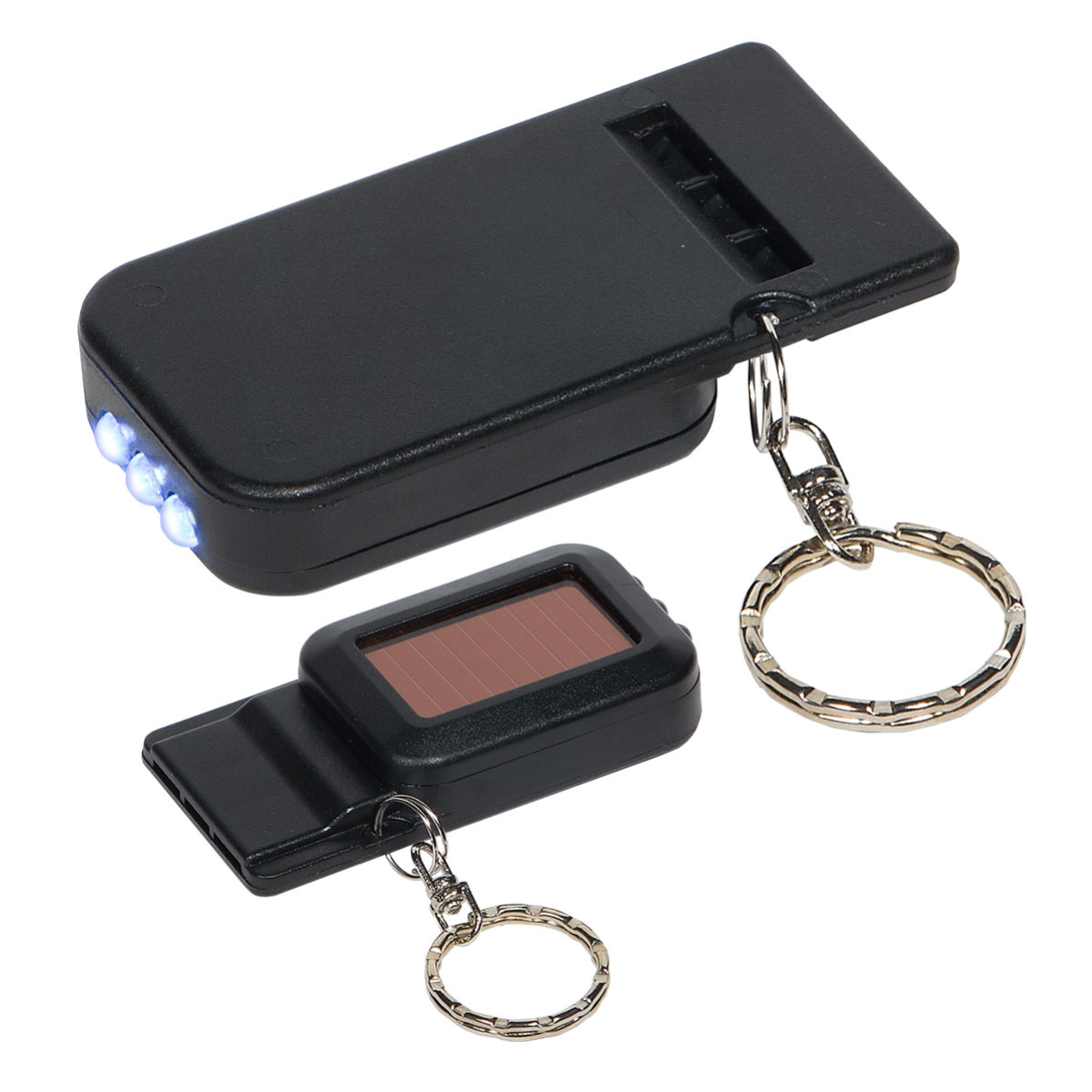 Black Solar Powered Light & Whistle Key Chain