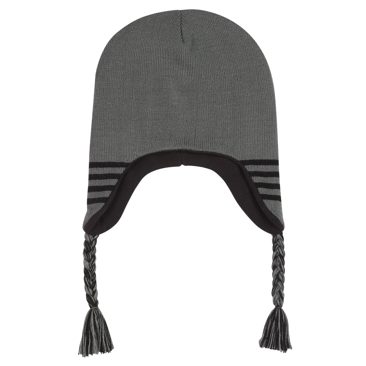 Gray Ski Beanie With Ear Flaps