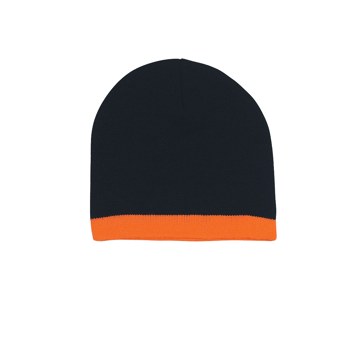 Black/Orange Knit Beanie With Stripe