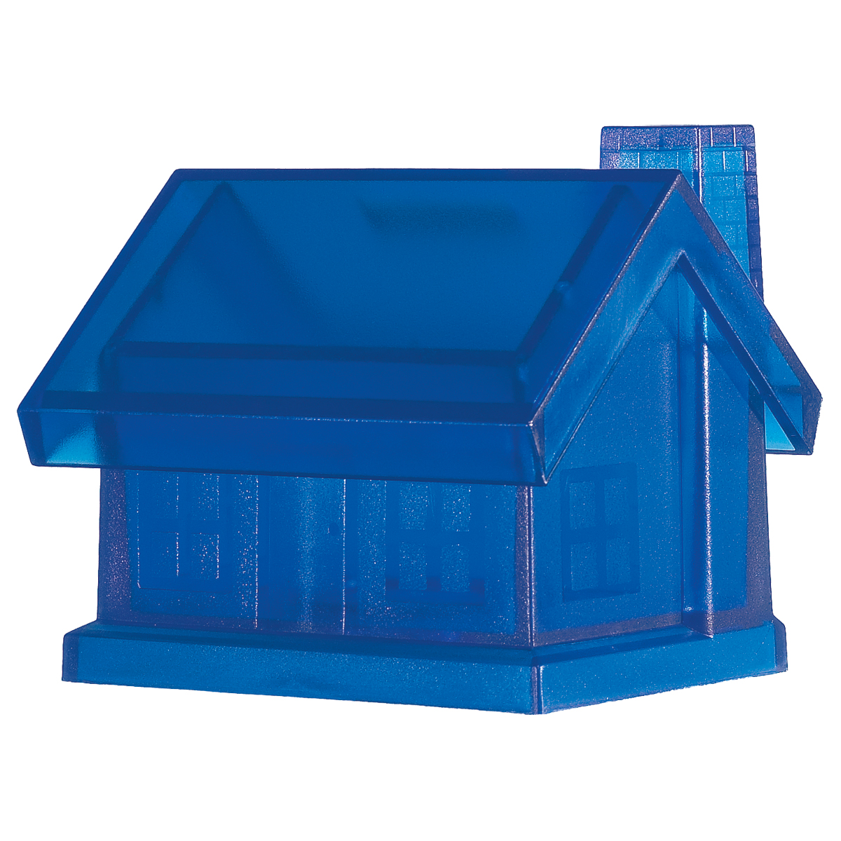 Frosted Blue Plastic House Shape Bank