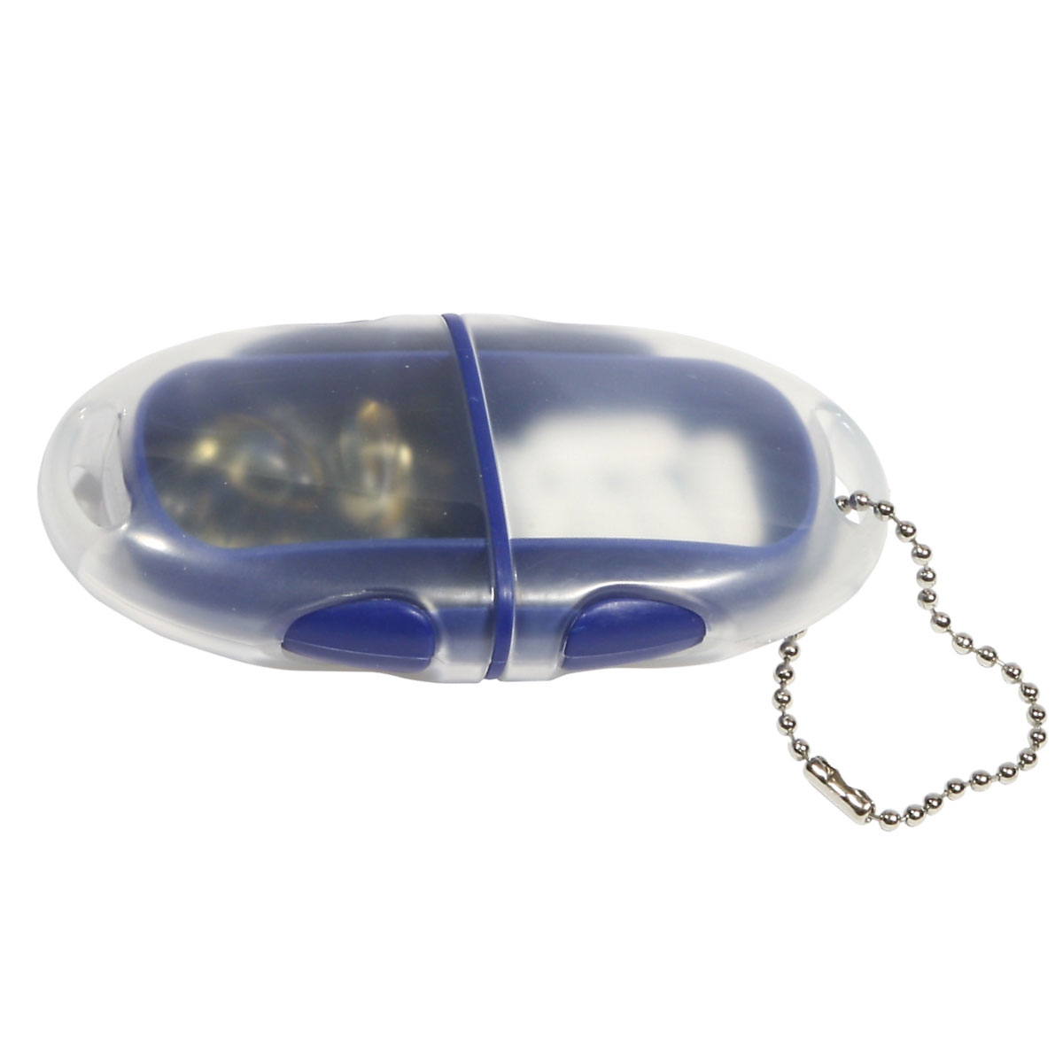 Blue/Clear Compact Pillbox Key Chain