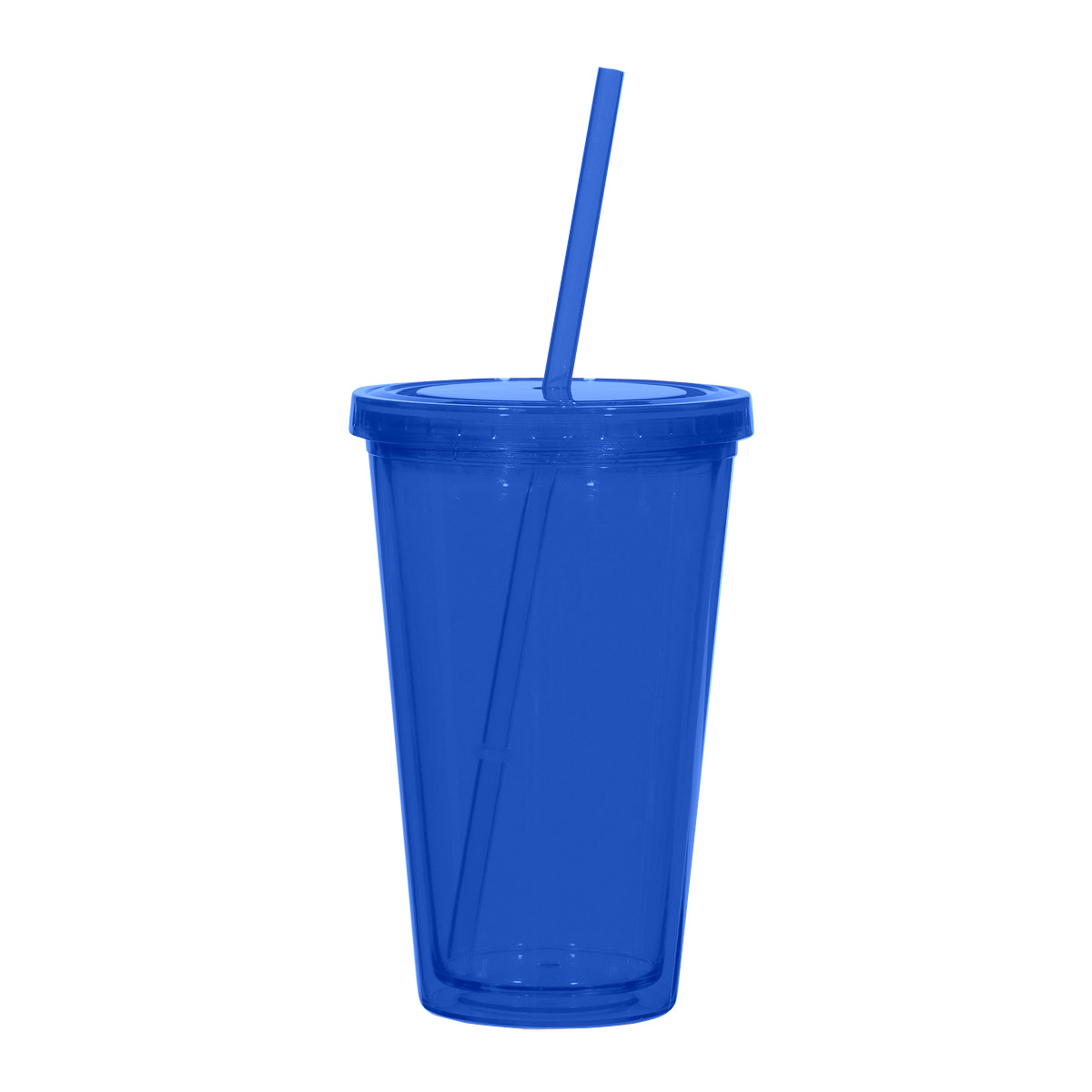 Clear Tumbler with Blue Straw Double Wall Tumbler with Straw (16 oz)