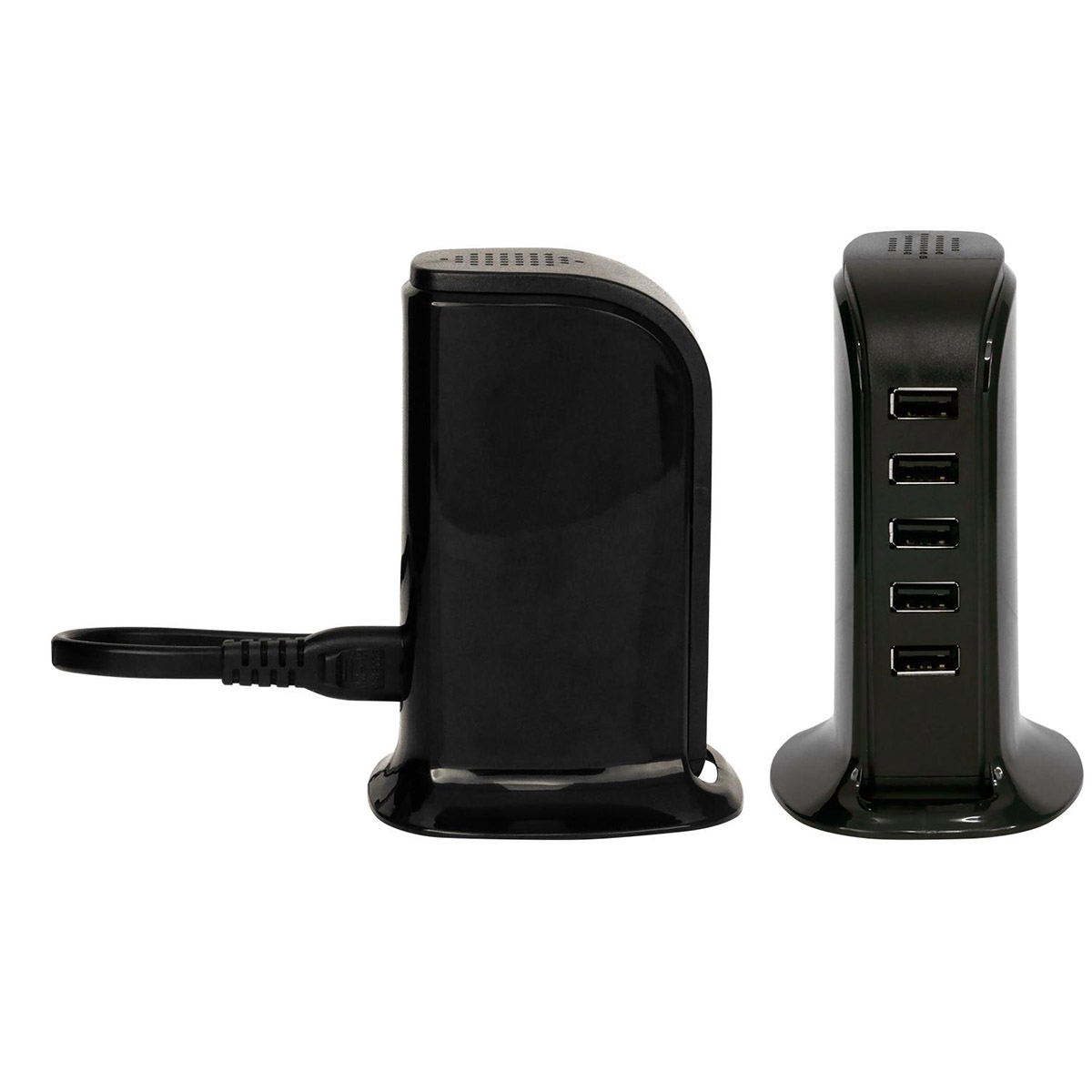 Black UL 5 Port USB Charging Tower