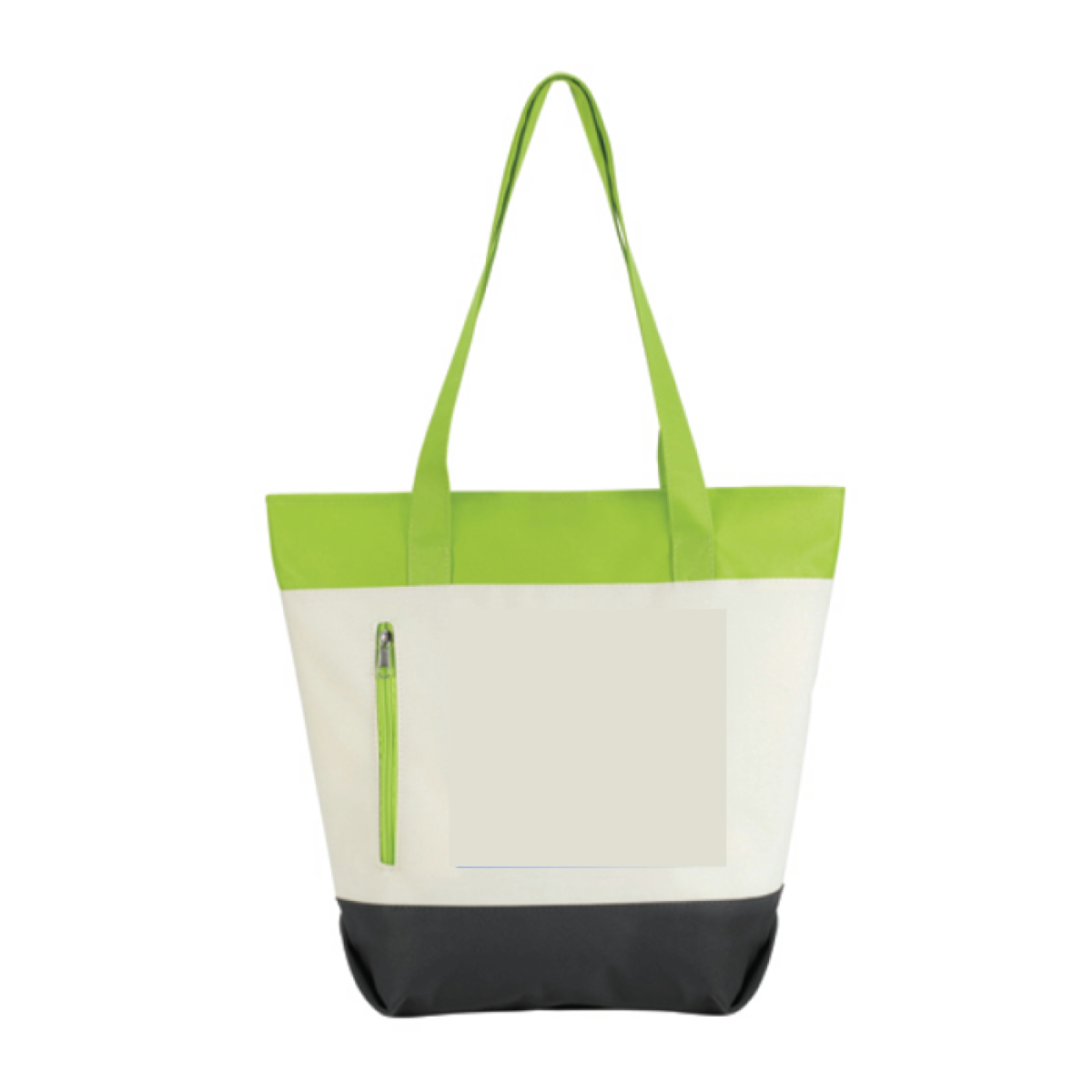 Apple Green Color Zip Tote