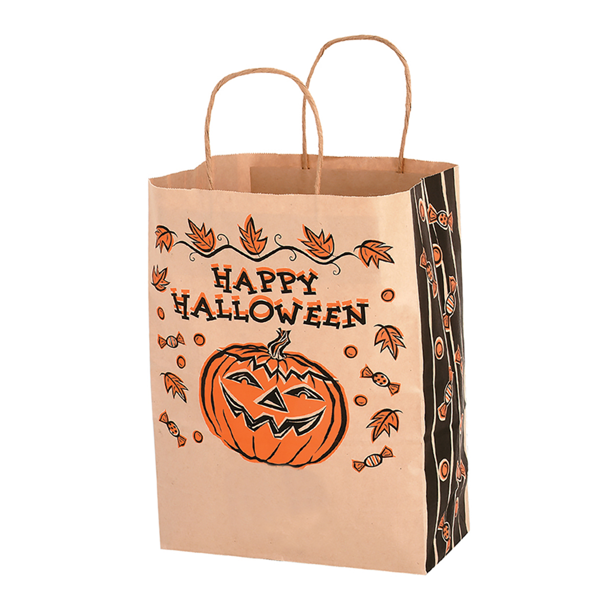 Screen Print 1 Color 1 Locatoin Halloween Stock Design Natural Kraft Shopper Bag 